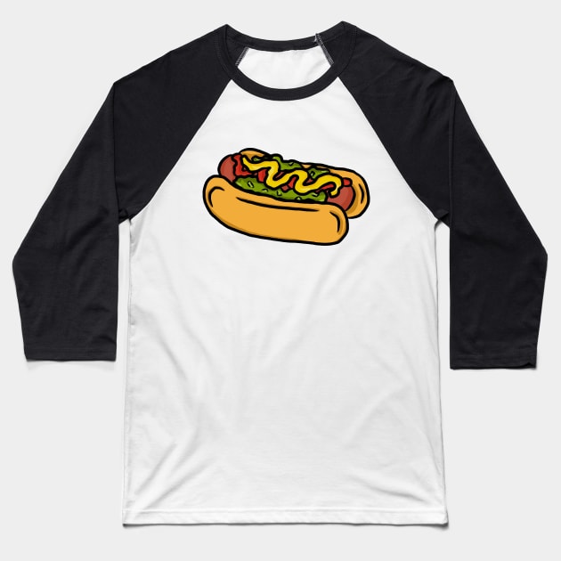 Hotdog Day Baseball T-Shirt by RoserinArt
